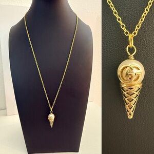 Gucci Gold Ice Cream Cone Pendant Necklace